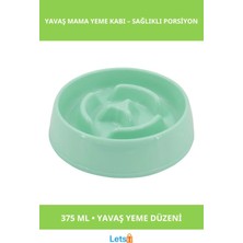 Letsii Mikopet Yavaş Mama Yeme Kabı 375 Ml. Sağlıklı Plastik Mor, Mavi, Yeşil, Pembe