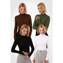 Yade Fashion Kadın Parmak Detaylı Body 4’lü Set