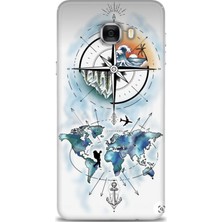 Mod Kılıf Samsung Galaxy C7 Hd Baskılı Kılıf + 9h Nano Tam Kaplayan Ekran Koruyucu 82