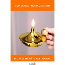 Letsii Dekoratif Gold Pilli Mum Lamba LED 11X11CM