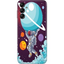 Nurdic Samsung Galaxy M34 5g Uyumlu  Kılıf Silikon Desenli Tam Koruma Resimli Kapak Astronot