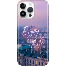 Nurdic iPhone 16 Pro Kılıf Şeffaf Üzeri Resimli Silikon Enjoy Life