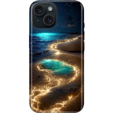Nurdic iPhone 13 Uyumlu Kılıf Resimli Desenli Silikon Golden Beach