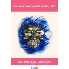 Letsii Cadılar Bayramı Lacivert Kurukafa Maskesi Yetişkin ve Çocuk Uyumlu