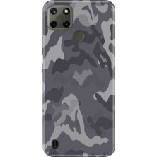 Nurdic Realme C21Y C25Y Uyumlu Kılıf Resimli Desenli Silikon Gri Kamuflaj