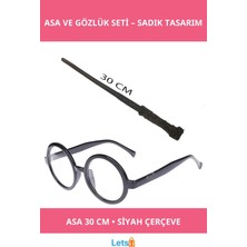 Letsii Harry Potter 30 cm Asası ve Siyah Çerçeveli Gözlük