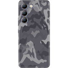 Nurdic Vivo V30 Lite Uyumlu Kılıf Resimli Desenli Silikon Gri Kamuflaj