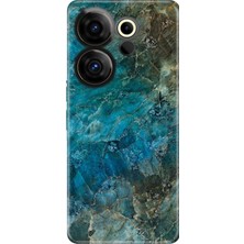 Nurdic Tecno Camon 20 Premier 5g Uyumlu Kılıf Silikon Desenli Resimli Kapak Mavi Mermer