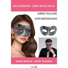 Letsii Gümüş Renk Antik Tarz Yüz Maskesi Venedik Stili