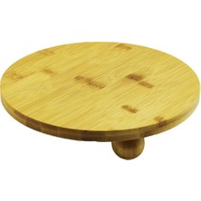 MiraLive Yuvarlak 24.5cm 3 Mini Top Ayaklı Ahşap Bambu Sunum Tepsisi - Mini Sofra (K95)