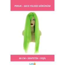 Letsii Yeşil Sentetik Peruk 60CM Parti Saç