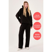 Rocqerx Q-1001 Q-4008 Kapüşonlu Sweat Bel Lastikli Pantolon Üç Iplik Şardonlu Takım