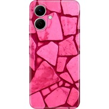 Nurdic Tecno Spark Go 2 (Km4) Uyumlu Kılıf Desenli Silikon Baskılı Kapak Pembe Beton