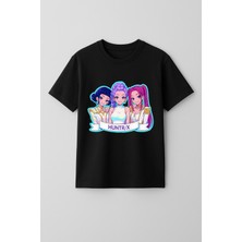 Mixxi Fashion Kpop Demon Hunters Huntrix  Kısa Kollu Baskılı Kız Çocuk Tişört (4-13 Yaş)