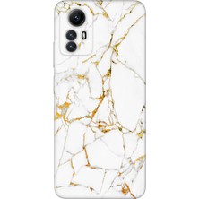 Nurdic Xiaomi Redmi Note 12S Uyumlu Kılıf Silikon Desenli Resimli Kapak Sarı Beyaz Mermer