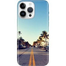 Nurdic iPhone 13 Pro Uyumlu Kılıf Desenli Baskılı Silikon Miami Sunset