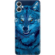 Nurdic Samsung Galaxy A07 Kılıf 6.7 Inc Renkli Silikon Baskılı Tpu Mavi Çizim Kurt