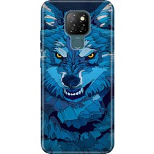 Nurdic General Mobile Gm 20 Uyumlu   Kılıf 0.4mm Lazer Kesim Silikon Kapak Mavi Çizim Kurt