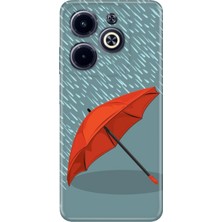 Nurdic Infinix Hot 40I Kılıf Desenli Baskılı Silikon Kırmızı Şemsiye