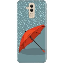 Nurdic Huawei Mate 20 Lite Uyumlu Kılıf Desenli Baskılı Silikon Kırmızı Şemsiye