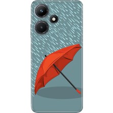 Nurdic Infinix Hot 30 Kılıf Desenli Baskılı Silikon Kırmızı Şemsiye