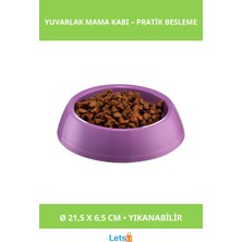 Letsii Mikopet Büyük Yuvarlak Dayanıklı Yıkanabilir Mama Kabı Mor Mavi Yeşil Pembe