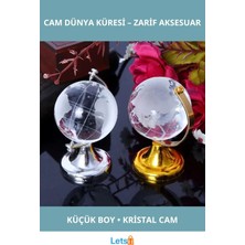 Letsii Kristal Antik Tasarım Küçük Boy Cam Dünya Küresi 6.5x4.5 cm