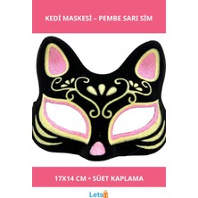 Letsii Süet Pembe Sarı Şık Kedi Maskesi 17X14 cm