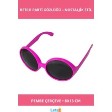Letsii Pembe Retro Gözlük 80'li 90'lı Yıllar Parti Aksesuarı