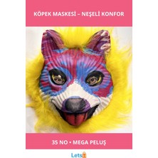 Letsii Sarı Saçlı Sevimli Köpek Maskesi Mega Peluş 35 No