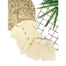 Venüs Shopping 9-12-18-24 Ay Düğme Detaylı Çizgili Müslin Kumaş Yazlık 2li Erkek Bebek Takımı