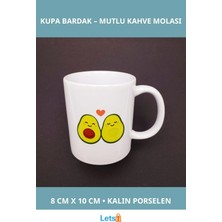 Letsii Sevimli Avokado Çift Baskılı Kaliteli Porselen Kupa Bardak 8 cm x 10 cm