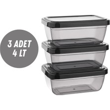 Loremp Sızdırmaz Saklama Kabı 4 Lt Dikdörtgen Saklama Kutusu 3 Adet Düzenleyici Depolama