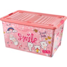 Loremp Oyuncak Saklama Kutusu Çok Amaçlı Saklama Kutusu 60 Lt Pembe