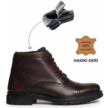 Makras Exclusive Makras Exclusıve Erkek Bağcıklı-Fermuarlı Kahve Hakiki Deri Günlük Içi Kürklü Bot