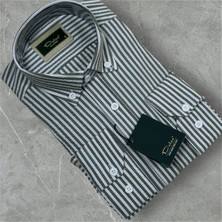 Dolse Slimfit Premium Gofre Kumaş Çizgili Erkek Gömlek