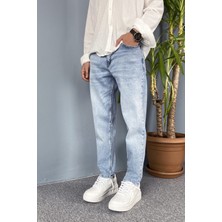 Alışveriş Sokağı Mavi Boyfriend Taşlanmış Kot Pantolon