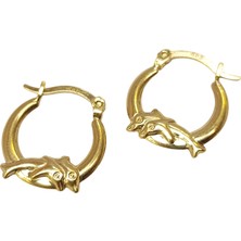 Genel 15.4mm Yunuslu Halka Küpe 14 Ayar Altın Hd Videolu