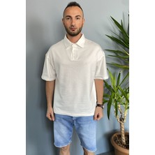 Alışveriş Sokağı Polo Yaka Ekru Tişört