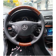 Stilix Garage Mercedes W211 E220 Araca Özel Dikmeli Direksiyon Kılıfı (Ahşap Soft Nokta Deri)