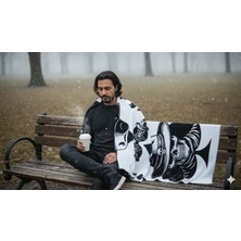 Rock Soul Koleksiyon Stili ''ace Of Spades – Rock Edition Shawl” Trikoşal Taşınabilir Kılıf Çantalı -170 x 70 cm