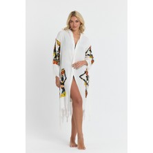 Mulberry Kiana Bambu Kadın Bornoz Plaj Elbisesi Desenli