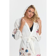 Mulberry Kiana Bambu Kadın Bornoz Plaj Elbisesi Desenli