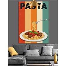 Artmeg Spagetti Makarna Yemek Tabağı Afiş Dekoratif Kanvas - Mdf Ahşap Tablo