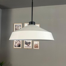 Bamyum Lema Beyaz Tekli Avize Ince Siyah Başlık Sarkıt Lamba Restoran Cafe Salon Avizeleri