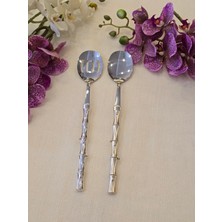 Bambu 2 Parça Salata Servis Kaşık Seti Gümüş