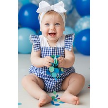Parla Kids Kız Bebek Rare Pamuklu Pötikare Salopet Bandana Takım