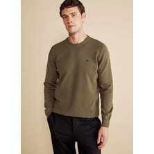 Brooks Brothers Bisiklet Yaka Standart Haki Erkek Kazak BBFW25MKL001