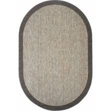 Cool Halı Pratico Kahve Oval Kaymaz Taban Mutfak Halısı Dijital Baskı Sisal Hasır Görünümlü Yıkanabilir Halı