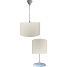 Onay Avize Dante Krem M-0365 Kumaş Kaplama 2.li Set Yatak Odası Genç ve Çocuk Odası Avize ve Abajur Seti